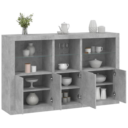 Sideboard with LED Lights Concrete Grey 162x37x100 cm