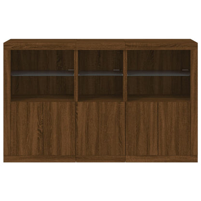 Sideboard with LED Lights Brown Oak 162x37x100 cm