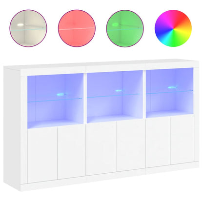 Sideboard with LED Lights White 181.5x37x100 cm