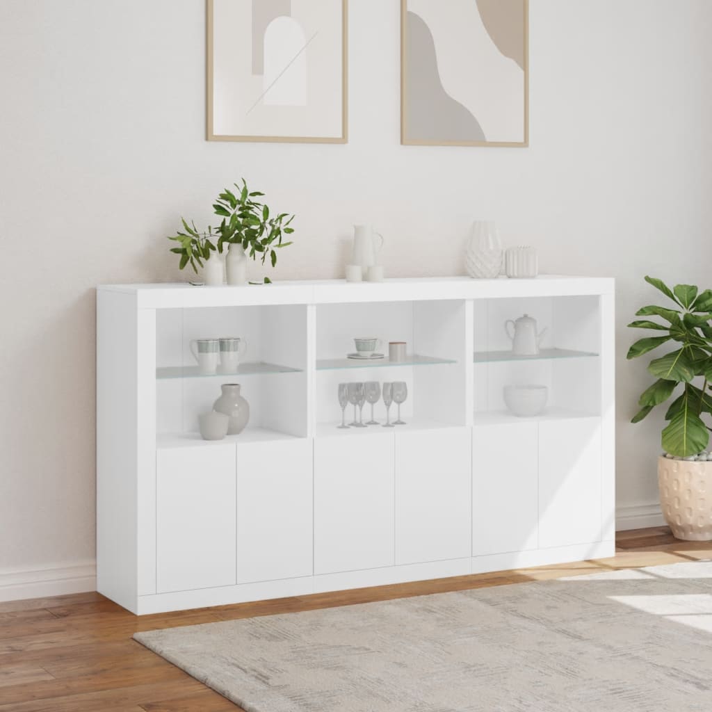 Sideboard with LED Lights White 181.5x37x100 cm