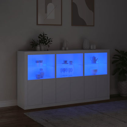 Sideboard with LED Lights White 181.5x37x100 cm