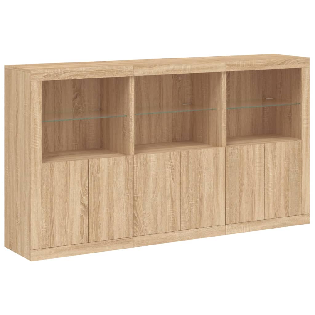 Sideboard with LED Lights Sonoma Oak 181.5x37x100 cm