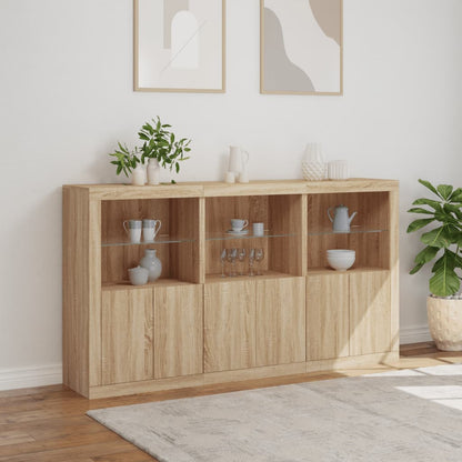 Sideboard with LED Lights Sonoma Oak 181.5x37x100 cm