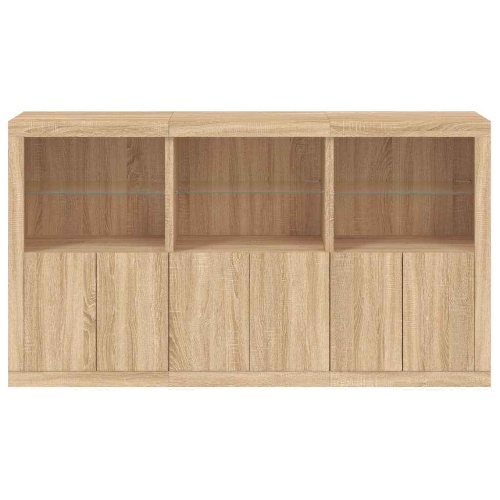 Sideboard with LED Lights Sonoma Oak 181.5x37x100 cm