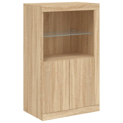 Sideboard with LED Lights Sonoma Oak 181.5x37x100 cm