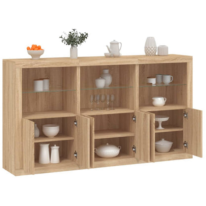 Sideboard with LED Lights Sonoma Oak 181.5x37x100 cm