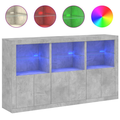 Sideboard with LED Lights Concrete Grey 181.5x37x100 cm