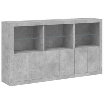 Sideboard with LED Lights Concrete Grey 181.5x37x100 cm