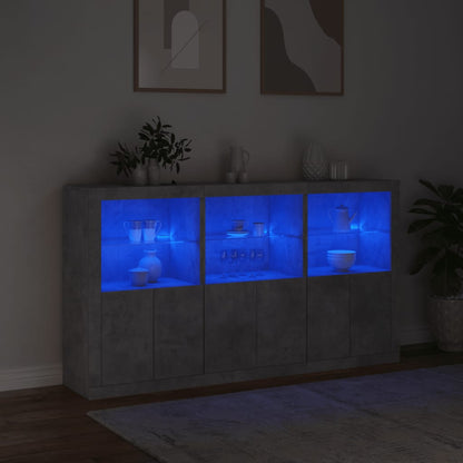 Sideboard with LED Lights Concrete Grey 181.5x37x100 cm