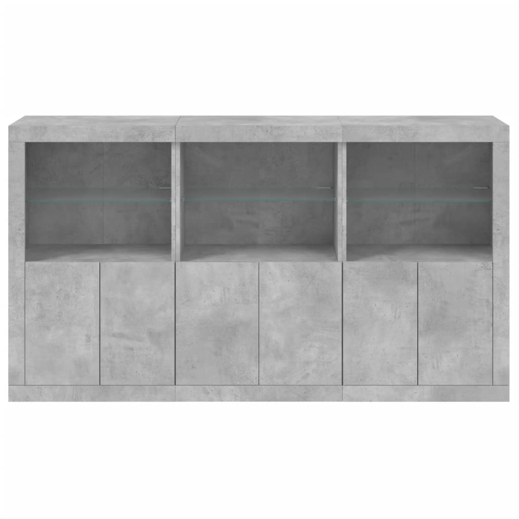 Sideboard with LED Lights Concrete Grey 181.5x37x100 cm