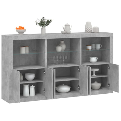 Sideboard with LED Lights Concrete Grey 181.5x37x100 cm