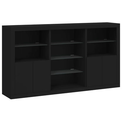 Sideboard with LED Lights Black 181.5x37x100 cm