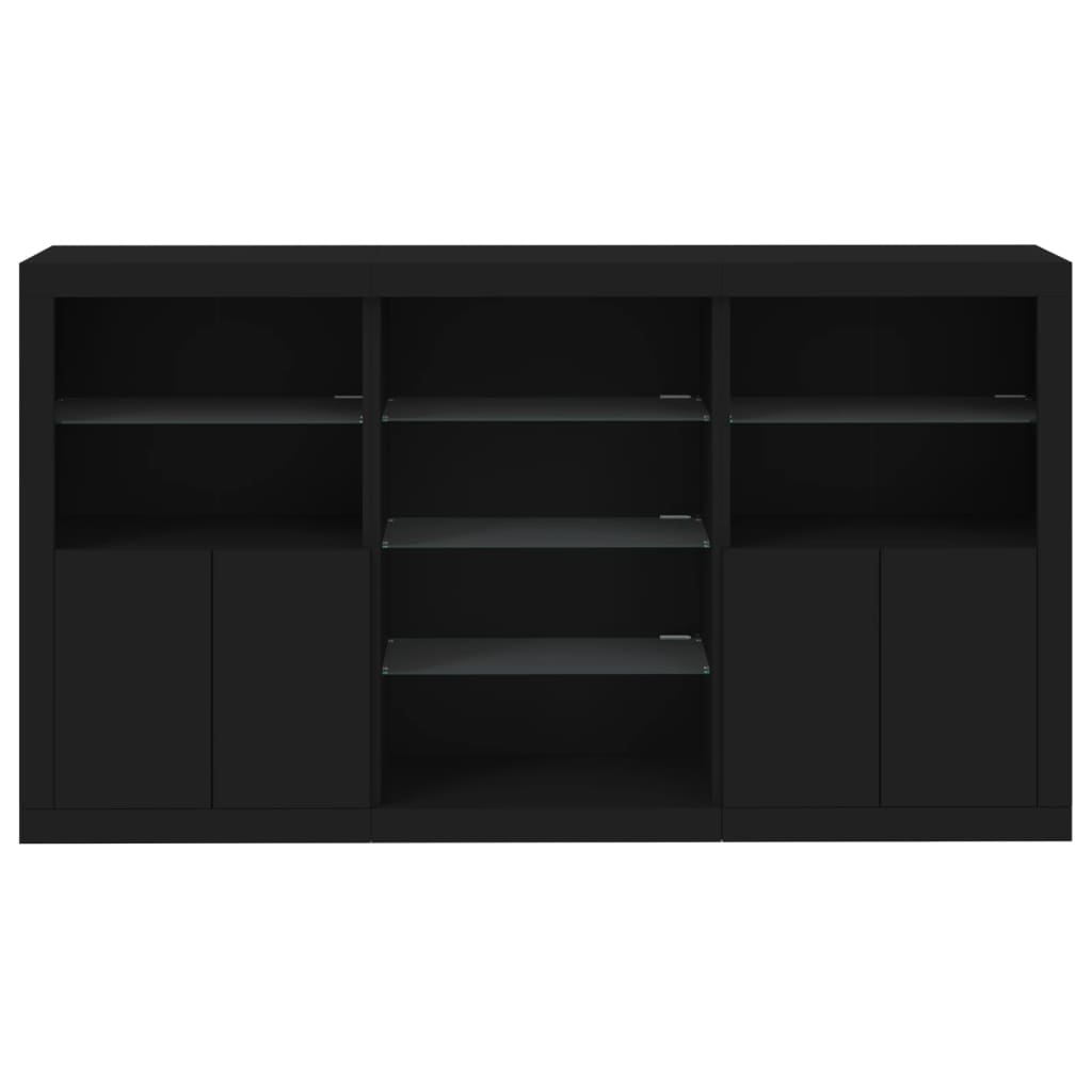 Sideboard with LED Lights Black 181.5x37x100 cm