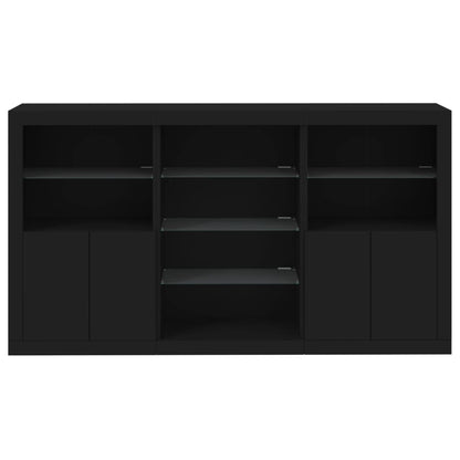 Sideboard with LED Lights Black 181.5x37x100 cm