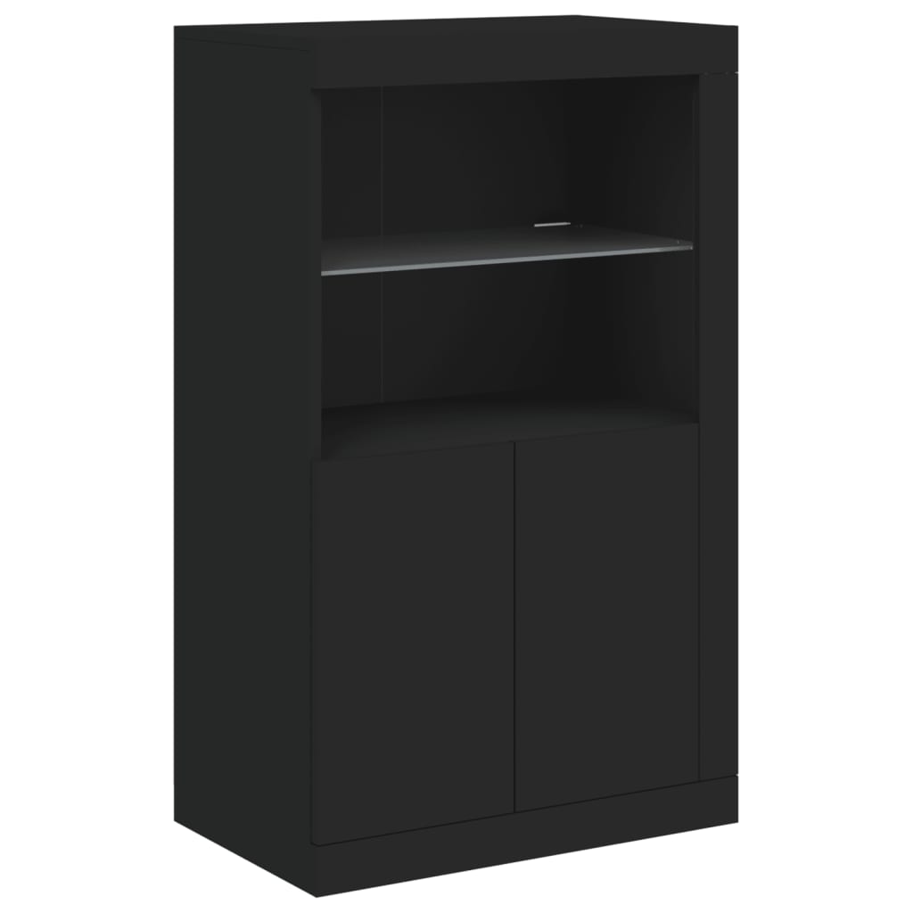 Sideboard with LED Lights Black 181.5x37x100 cm