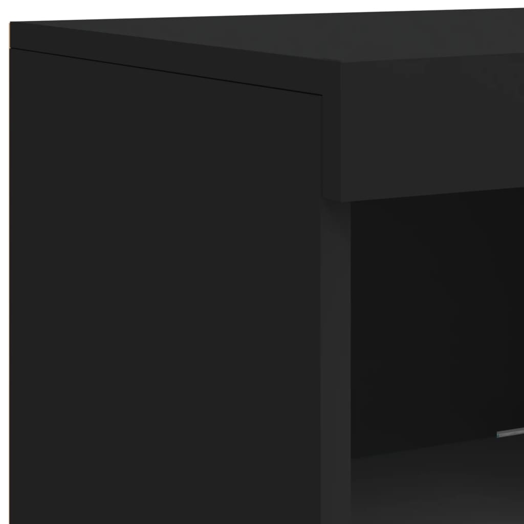 Sideboard with LED Lights Black 181.5x37x100 cm