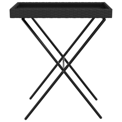 Folding Tray Table Black 65x40x75 cm Poly Rattan