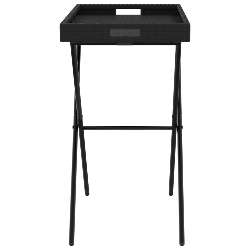 Folding Tray Table Black 65x40x75 cm Poly Rattan