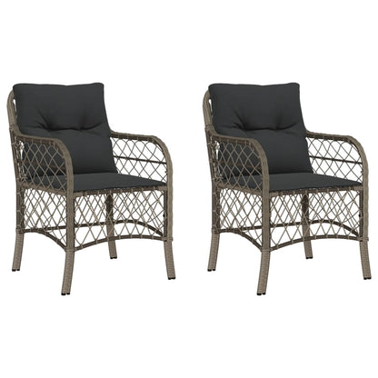 Garden Chairs with Cushions 2 pcs Grey Poly Rattan
