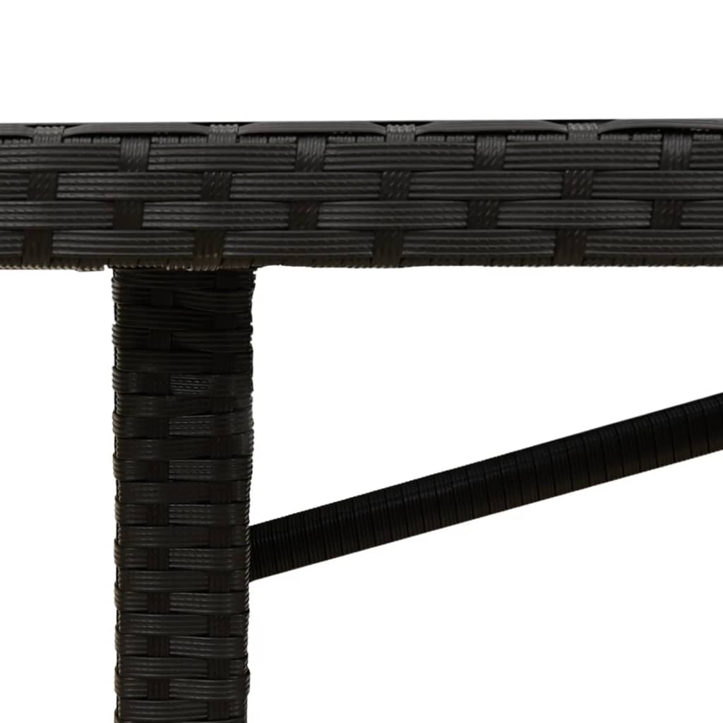 Garden Table with Glass Top Black 190x80x74 cm Poly Rattan