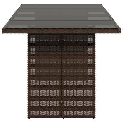 Garden Table with Glass Top Brown 190x80x74 cm Poly Rattan