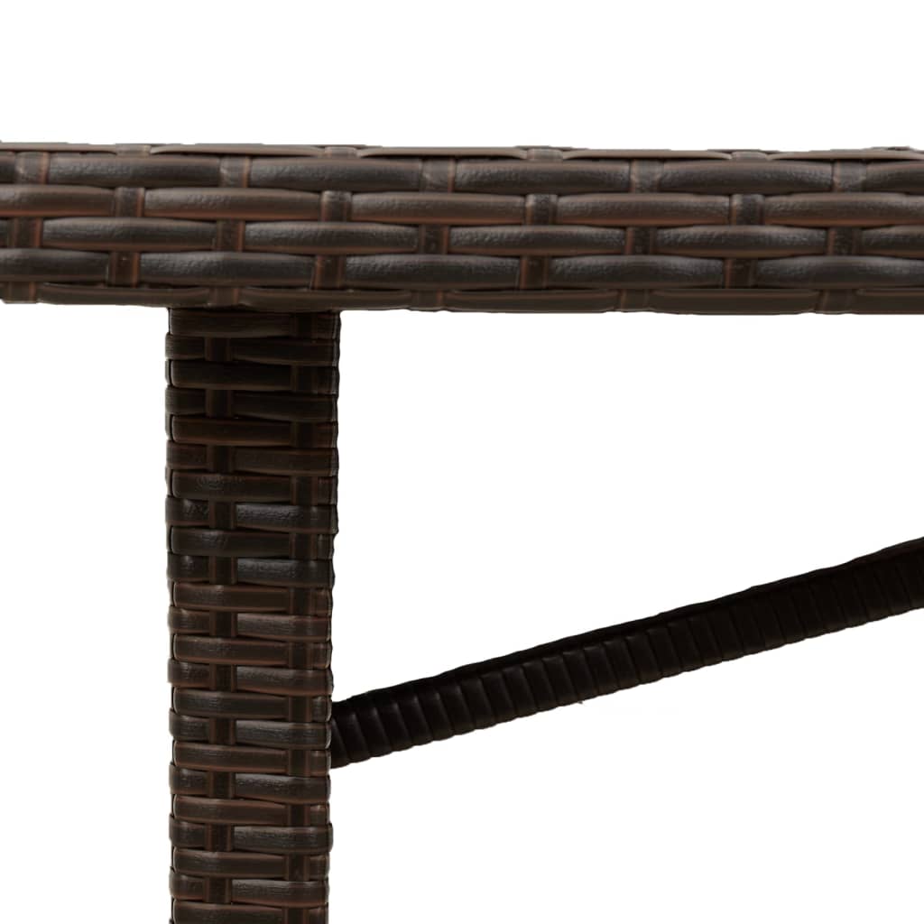 Garden Table with Glass Top Brown 190x80x74 cm Poly Rattan