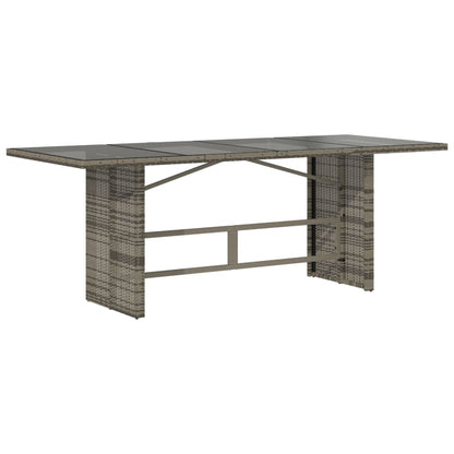 Garden Table with Glass Top Grey 190x80x74 cm Poly Rattan