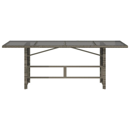 Garden Table with Glass Top Grey 190x80x74 cm Poly Rattan