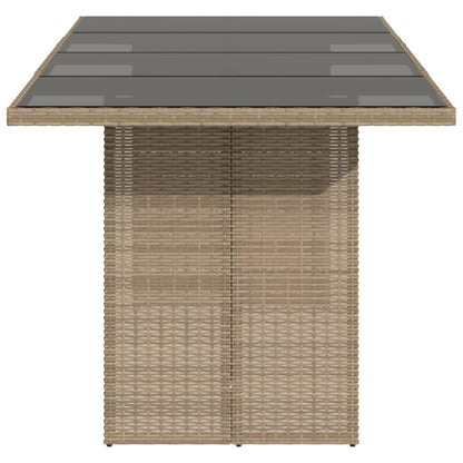 Garden Table with Glass Top Beige 190x80x74 cm Poly Rattan