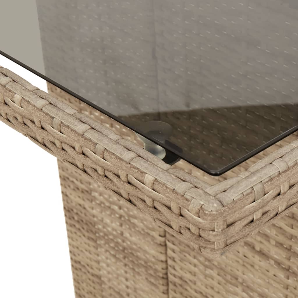 Garden Table with Glass Top Beige 190x80x74 cm Poly Rattan