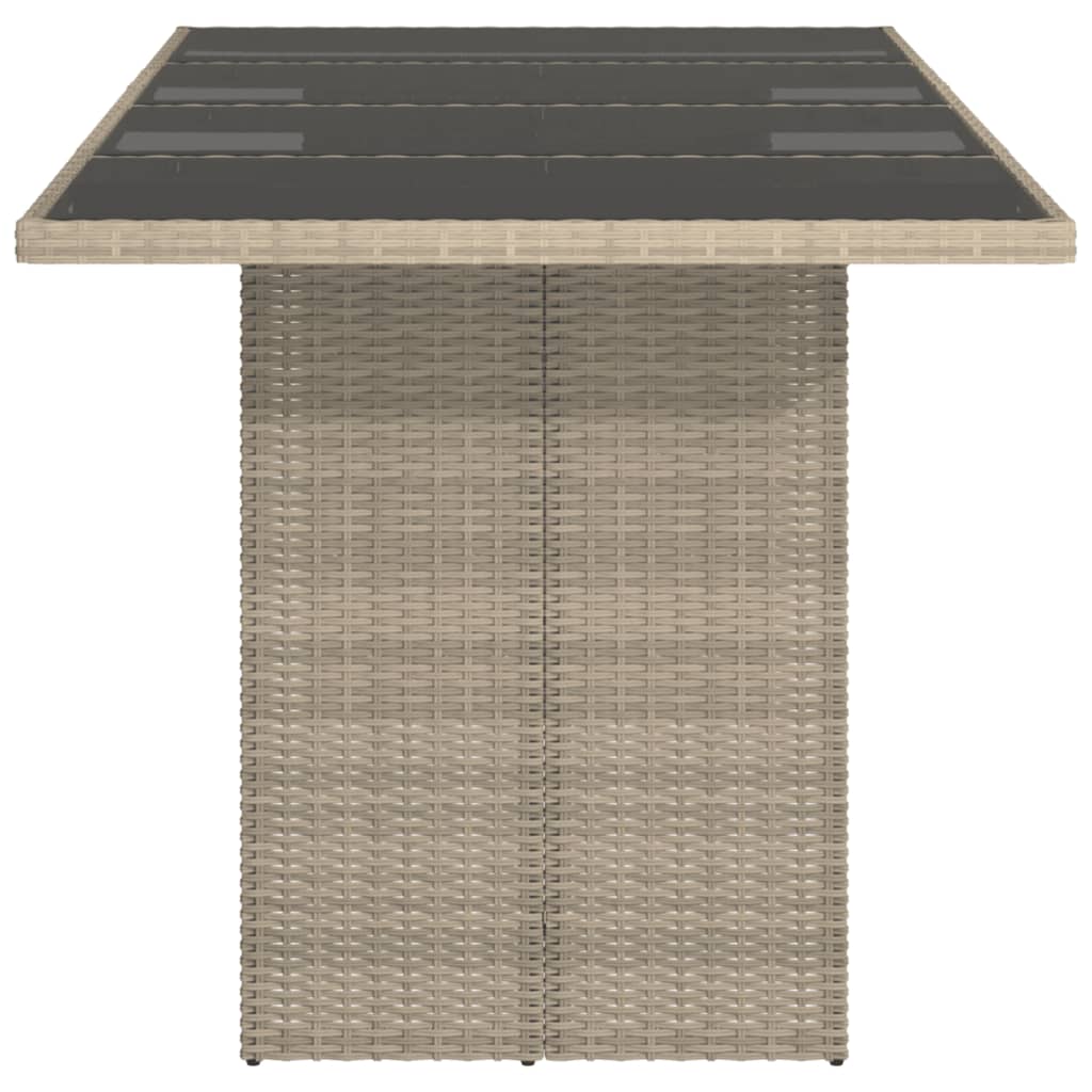 Garden Table with Glass Top Light Grey 190x80x74 cm Poly Rattan