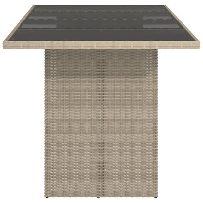 Garden Table with Glass Top Light Grey 190x80x74 cm Poly Rattan