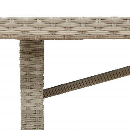 Garden Table with Glass Top Light Grey 190x80x74 cm Poly Rattan