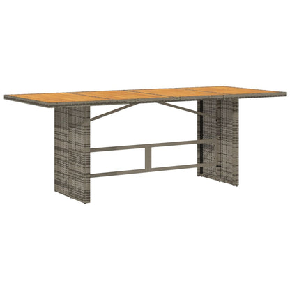 Garden Table with Acacia Wood Top Grey 190x80x74 cm Poly Rattan