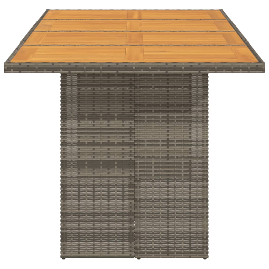 Garden Table with Acacia Wood Top Grey 190x80x74 cm Poly Rattan