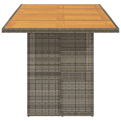 Garden Table with Acacia Wood Top Grey 190x80x74 cm Poly Rattan