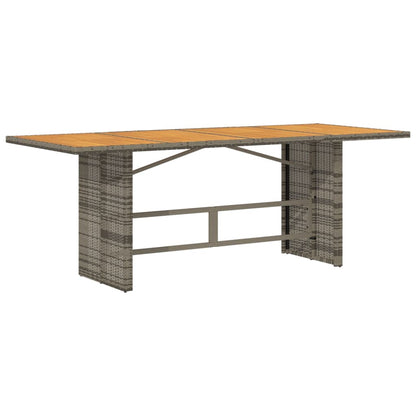 Garden Table with Acacia Wood Top Grey 190x80x74 cm Poly Rattan