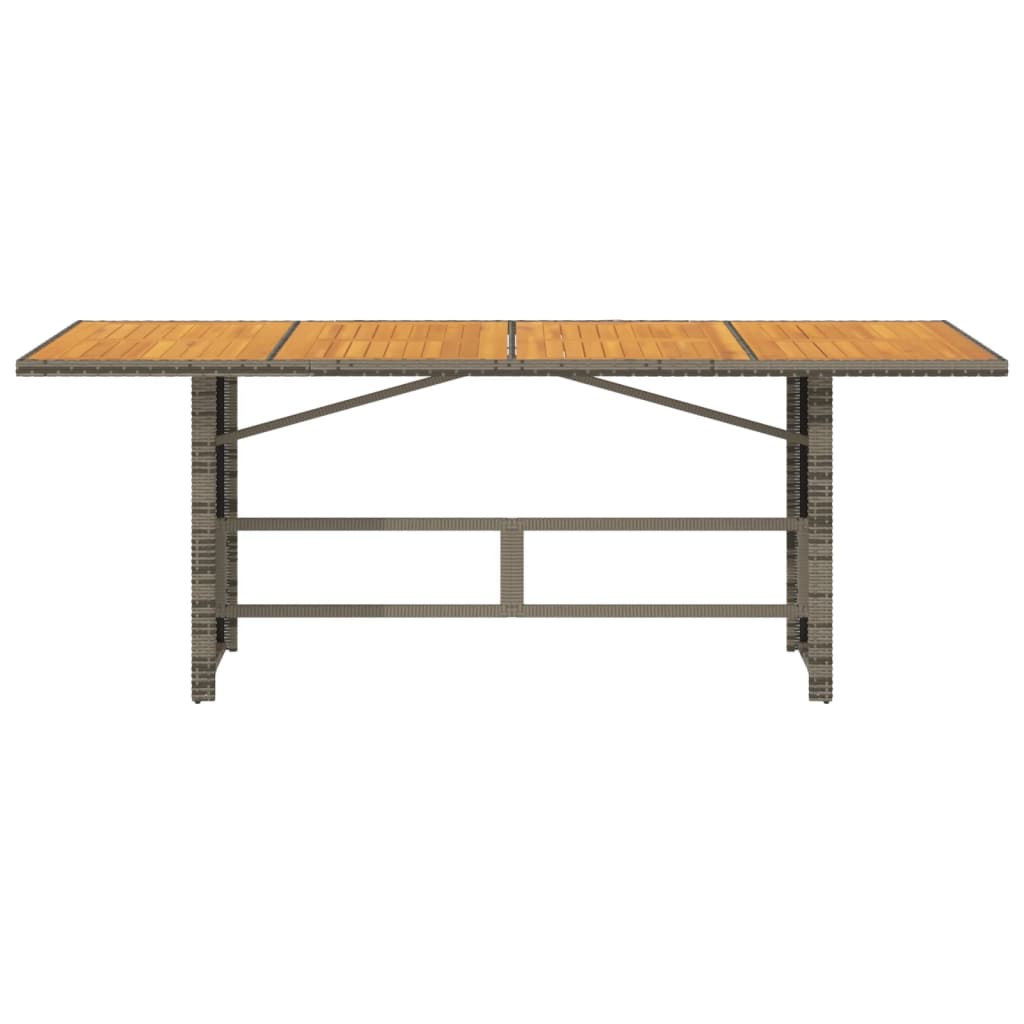 Garden Table with Acacia Wood Top Grey 190x80x74 cm Poly Rattan