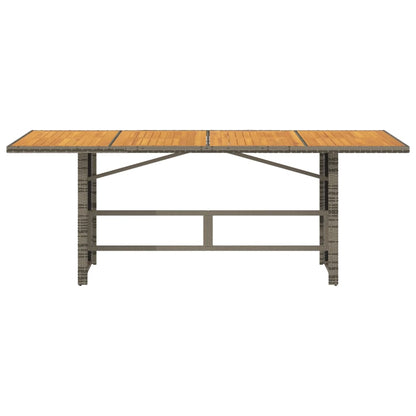 Garden Table with Acacia Wood Top Grey 190x80x74 cm Poly Rattan