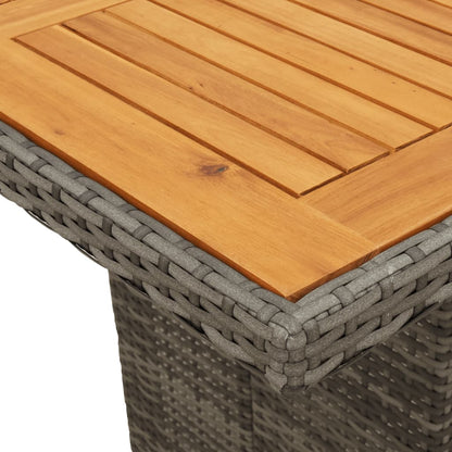 Garden Table with Acacia Wood Top Grey 190x80x74 cm Poly Rattan