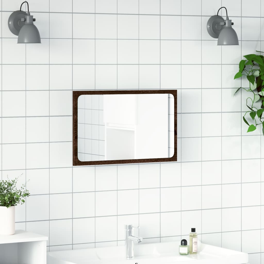 LED Bathroom Mirror Brown Oak 60x8.5x38 cm Engineered Wood