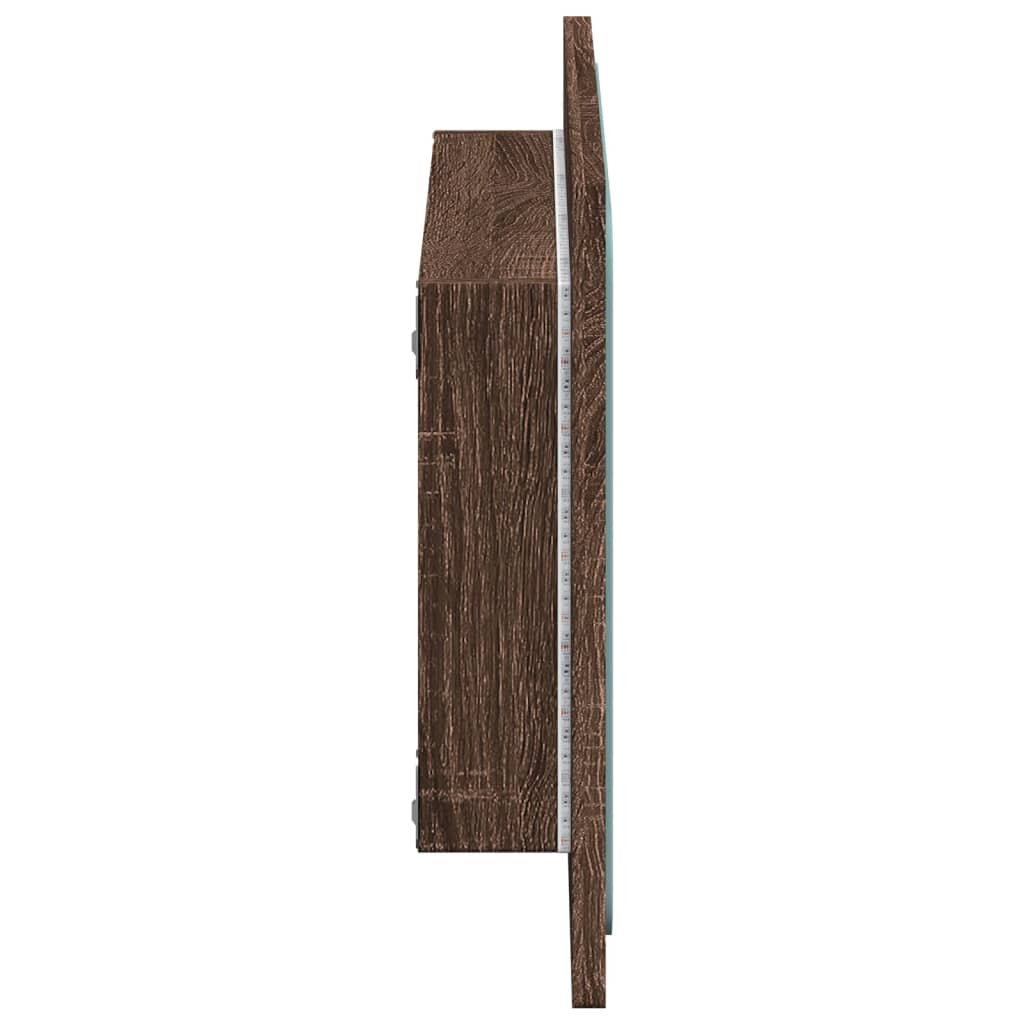 LED Bathroom Mirror Brown Oak 60x8.5x38 cm Engineered Wood