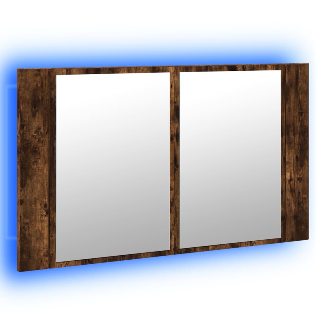 LED Bathroom Mirror Cabinet Smoked Oak 80x12x45 cm Acrylic