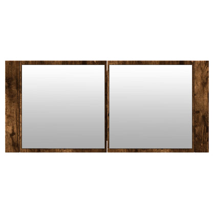 LED Bathroom Mirror Cabinet Smoked Oak 100x12x45 cm