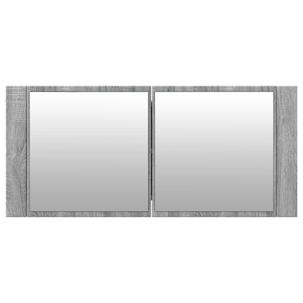 LED Bathroom Mirror Cabinet Grey Sonoma 100x12x45 cm