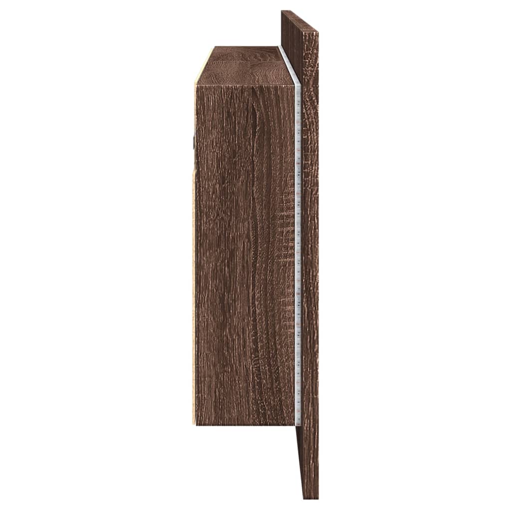 LED Bathroom Mirror Cabinet Brown Oak 100x12x45 cm