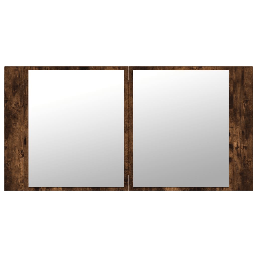 LED Bathroom Mirror Cabinet Smoked Oak 90x12x45 cm Acrylic