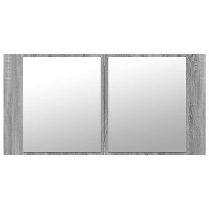 LED Bathroom Mirror Cabinet Grey Sonoma 90x12x45 cm Acrylic