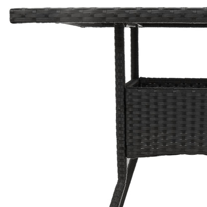 Garden Table with Acacia Wood Top Black 80x80x75 cm Poly Rattan