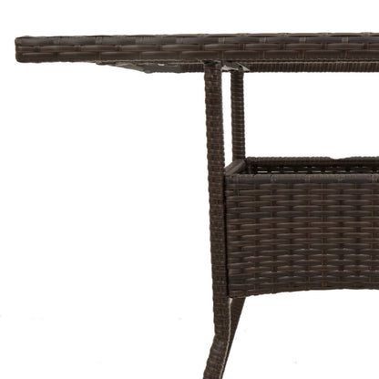 Garden Table with Glass Top Brown 80x80x75 cm Poly Rattan